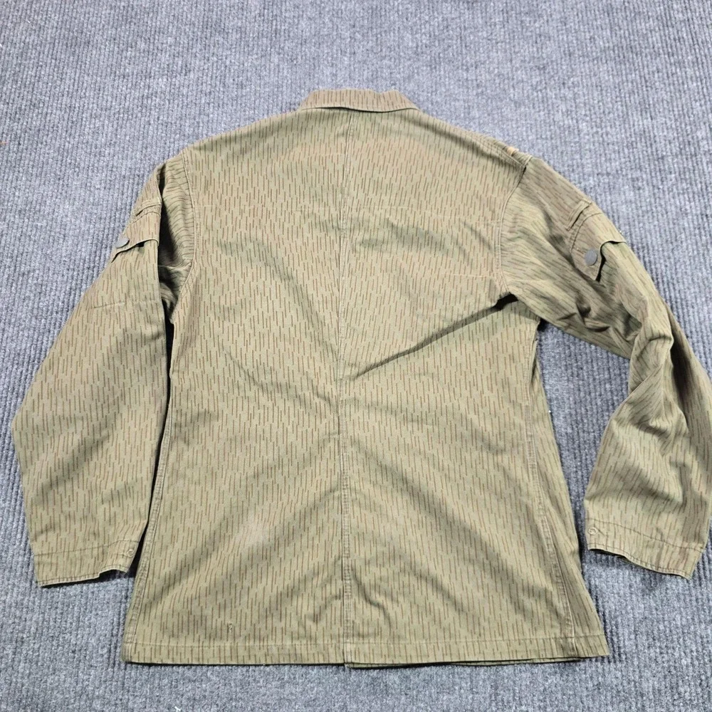 Vintage Military Jacket Mens G48 Green Rain Camo Cotton Button Front Army